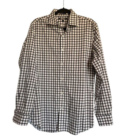 Banana Republic Sz M Grant Fit Button Down Shirt Preppy Checked Business - Picture 1 of 8